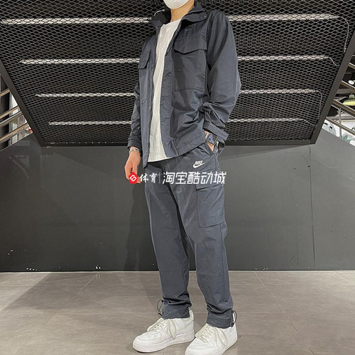 耐克 NIKE SPORT SWEAR男子梭织工装束腿收口运动长裤 DN4361-010 - 图0