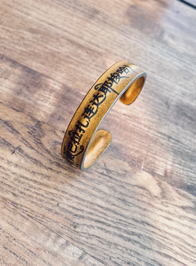 黄财神手镯男女转运招财情侣款手链女皮手环平安手链原创牛皮雕刻