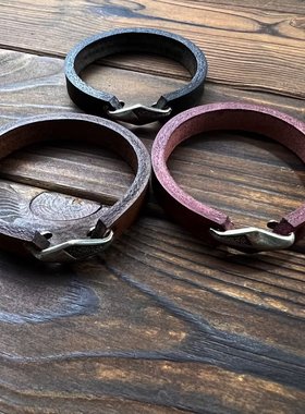 原创牛皮复古手镯纯手工制作