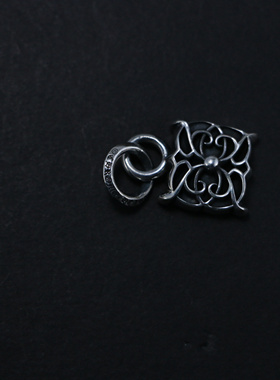 小周手作925纯银方形藤草吊坠