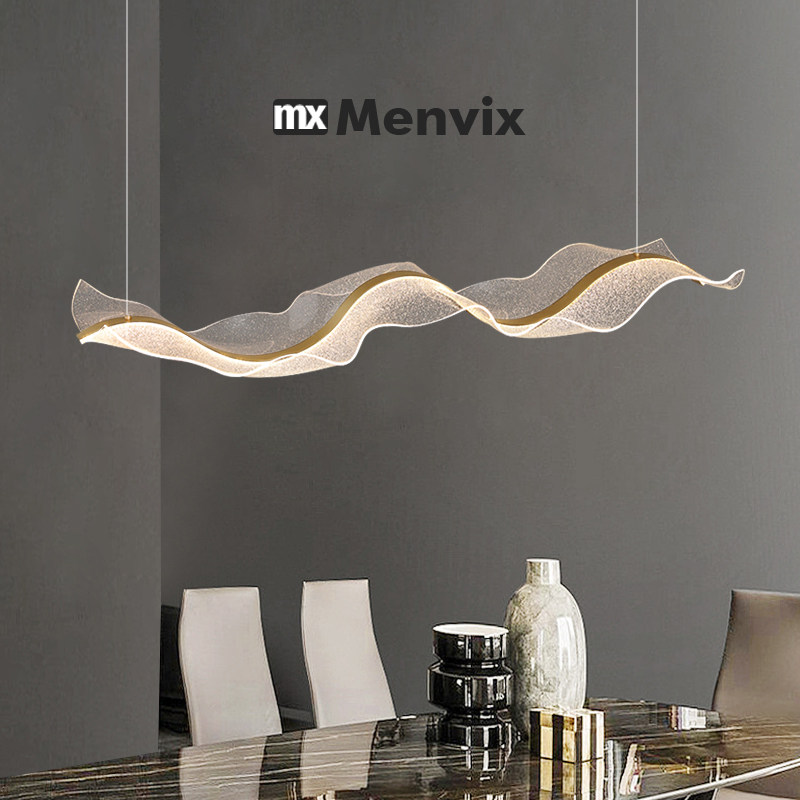 Menvix现代轻奢餐厅前台吊灯餐桌吧台茶室灯水波浪纹艺术飘带吊灯,淘宝优惠券,粉丝福利购,淘宝优惠卷