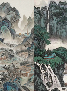 国画山水风景水墨画泼墨画古风山石江山临摹绘画考研范画图片素材