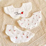 Детский хлопковый слюнявчик, защитный демисезонный нагрудник для новорожденных, в корейском стиле, в цветочек