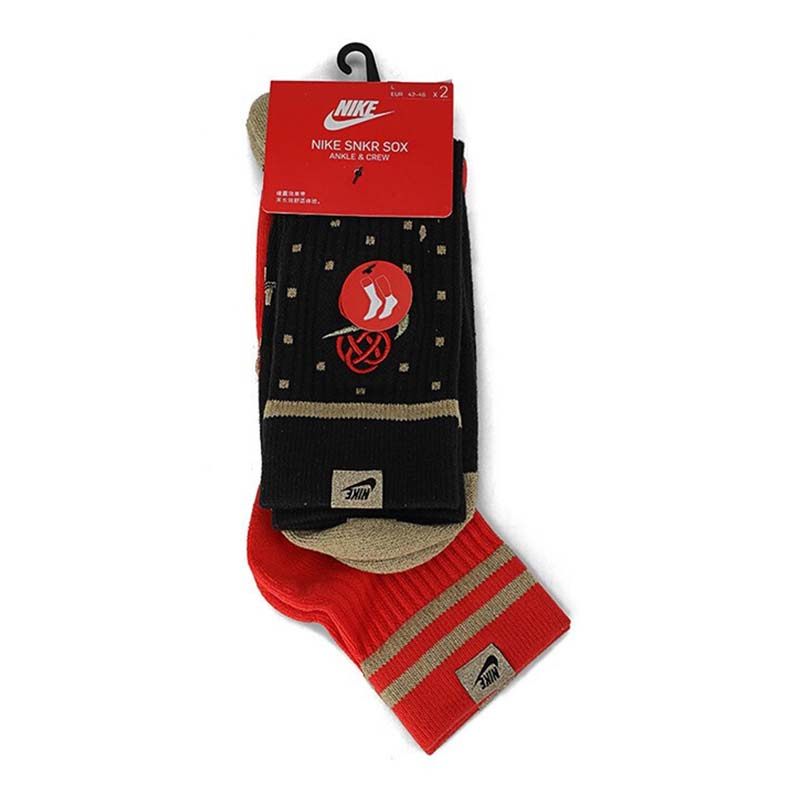 耐克U SNKR SOX CREW两双装本命年毛巾底运动情侣袜CU8324-901,淘宝优惠券,粉丝福利购,淘宝优惠卷