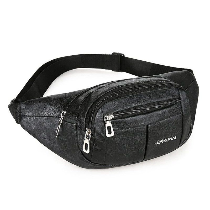 New soft leather waterproof waist bag for men and women large capacity multifunctional wallet mobile phone waist bag wear-resistant outdoor sports bag