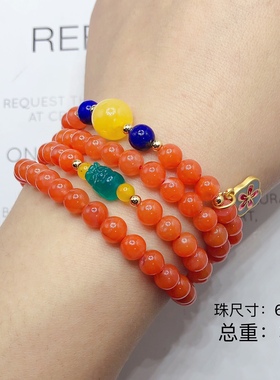 天然水晶原创DIY手链南红玛瑙绿松蜜蜡天河石海蓝宝萤石碧玺手链