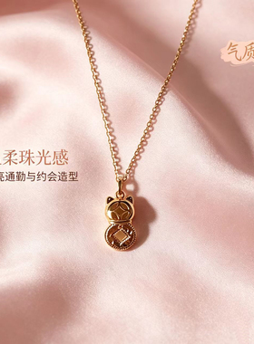 s925银猫形吊坠项链简约百搭