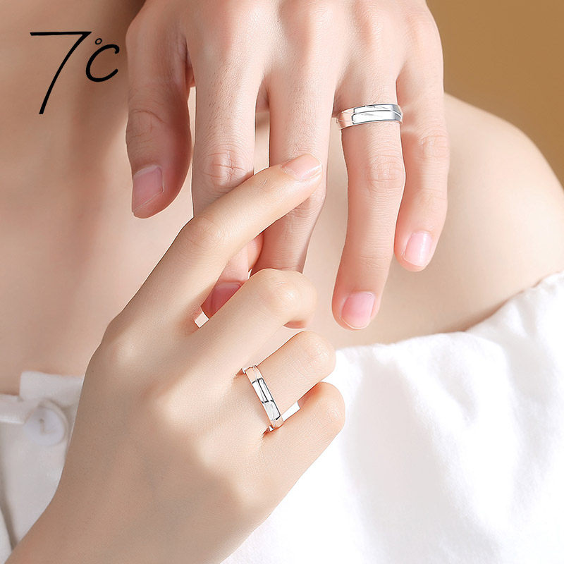 七度银饰7℃纯银开口可调节情侣戒指 七度珠宝戒指/指环
