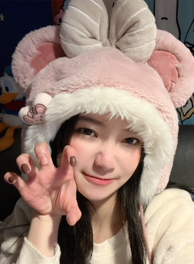 出租上海迪士尼正品帽子租赁雪莉玫达菲毛绒帽子星黛露贝儿帽租借