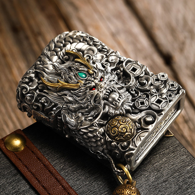 Zippo lighter mechanism embossed dragon rising all over the world