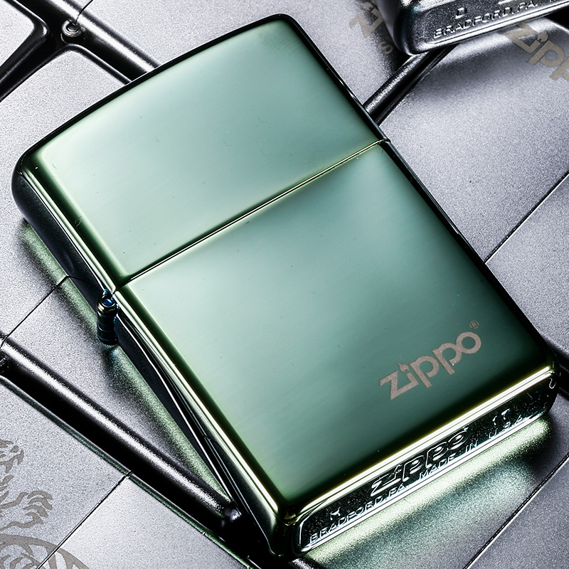 zippo打火机官方正版黑冰古银蓝冰ZIPPO旗舰标志黑裂漆zppo定制店