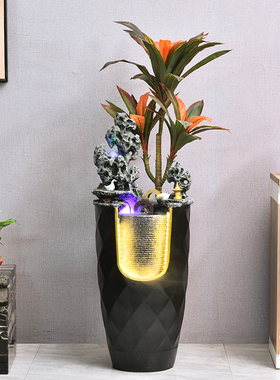 仿真绿植加湿器金鹭鲤流水摆件