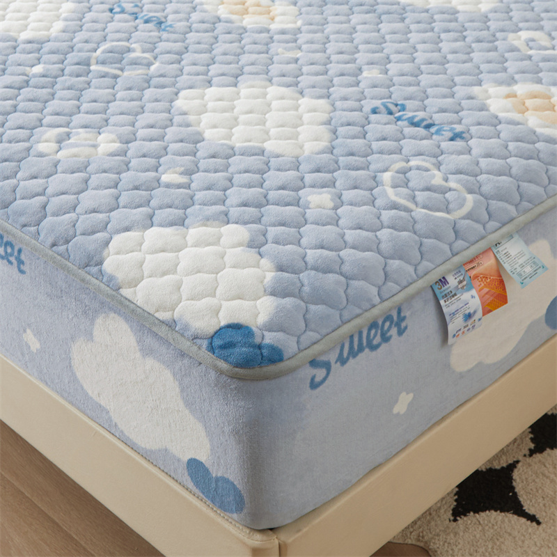 A类抗菌牛奶绒夹棉床笠单件珊瑚绒加厚床罩冬季床垫保护罩套加绒 - 图2