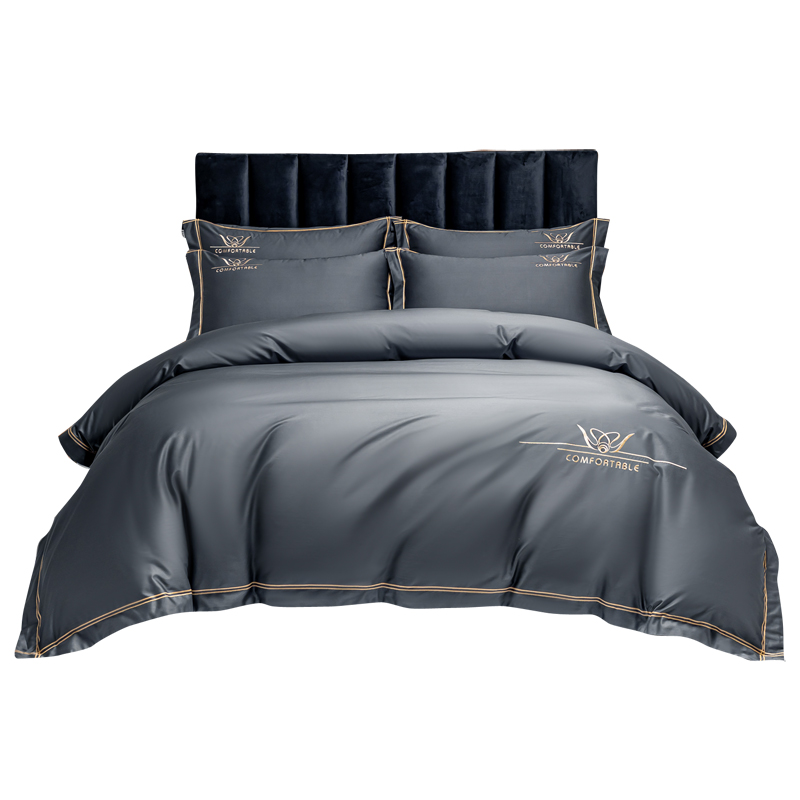 120支长绒棉四件套全棉纯棉刺绣裸睡被套纯色贡缎床单床上用品,淘宝优惠券,粉丝福利购,淘宝优惠卷