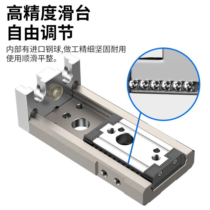 SMC型精密直线导轨气动滑台气缸MXQ6/8/12/16/20/25-10-20-30-40-图3