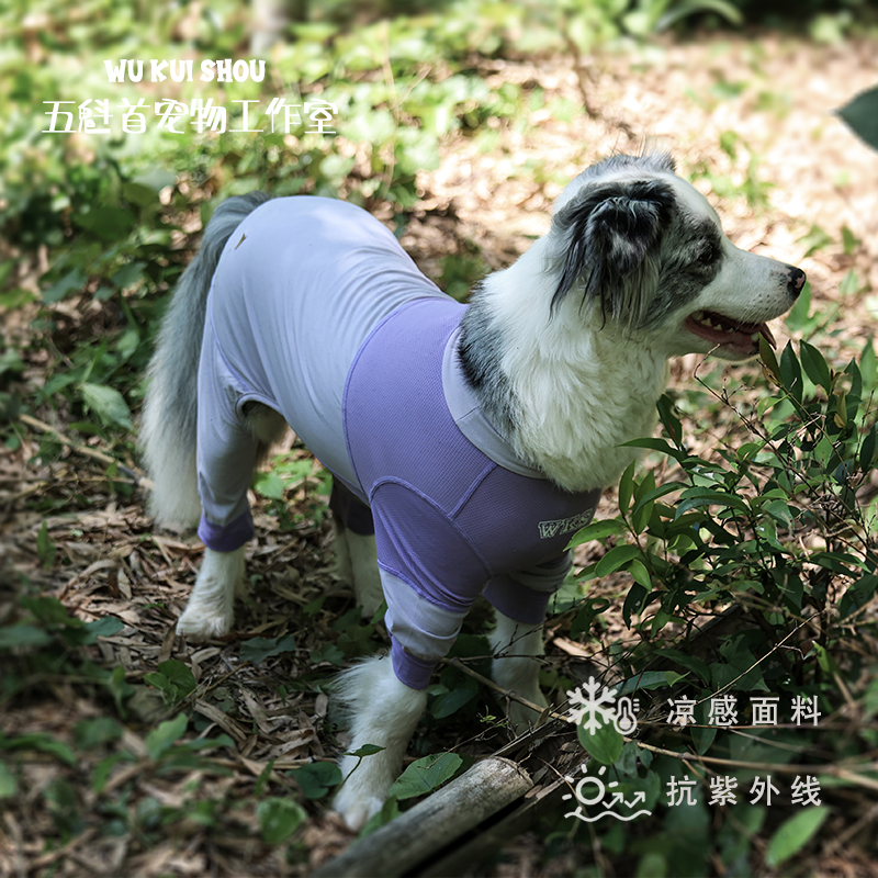 五魁首狗狗凉凉衣夏季薄款四脚衣透气防晒防掉毛衣服边牧雪纳瑞 - 图0