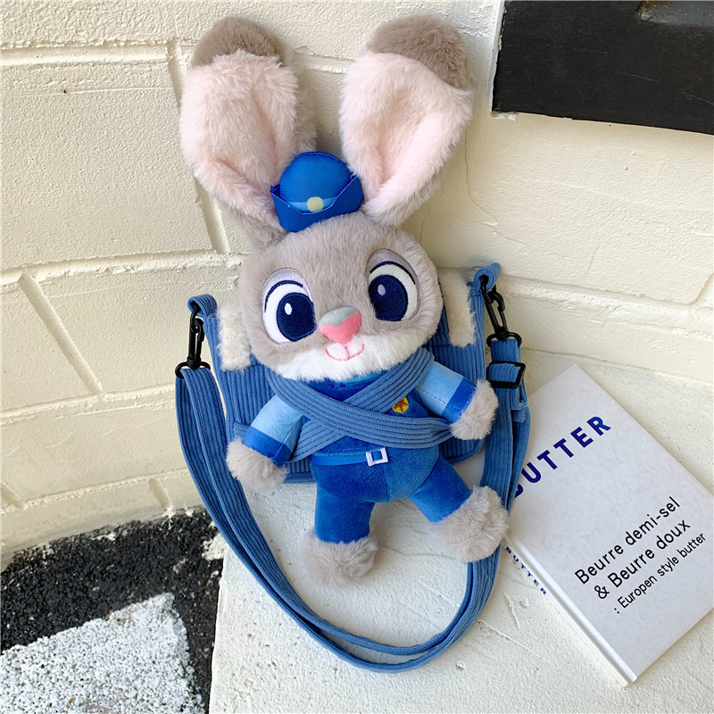 新款卡通公仔疯狂动物城朱迪兔子狐狸毛绒帆布斜挎包可拆卸送礼物,淘宝优惠券,粉丝福利购,淘宝优惠卷