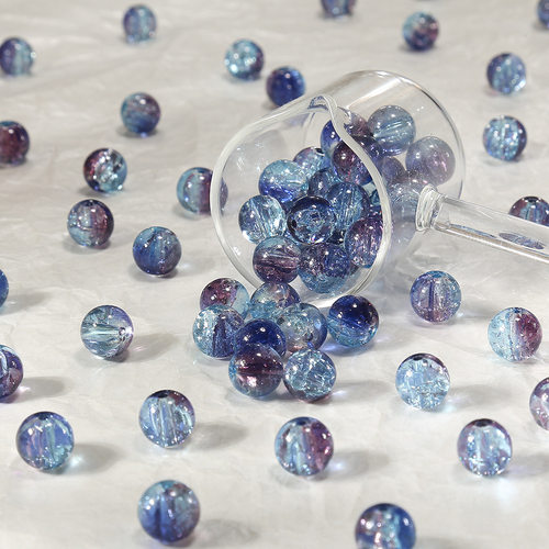 大鱼海棠50颗装珠子散珠diy手链材料冰裂爆花琉璃珠10mm串珠配件 - 图0