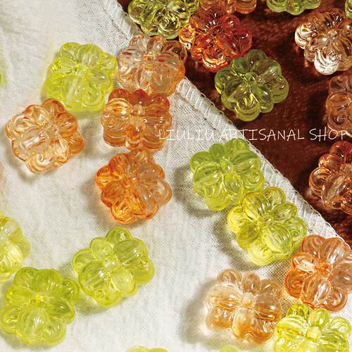 12mm冰透樱花花朵晕染琉璃玻璃散珠手工diy手链串珠材料饰品配件 - 图0
