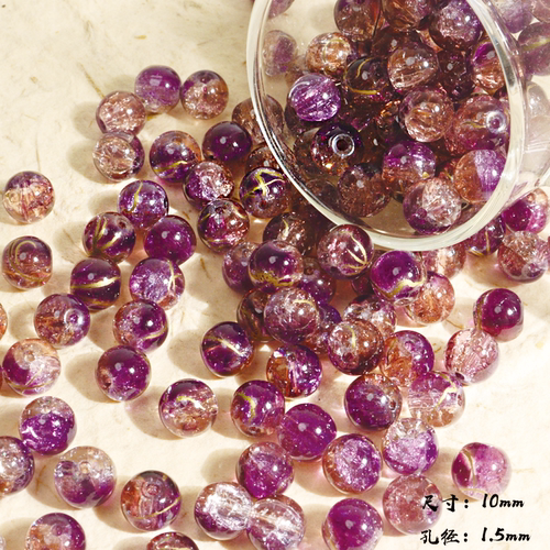 10mm洒金龙纹玻璃圆珠碎花琉璃珠爆珠散珠手工diy串珠饰品配件 - 图3