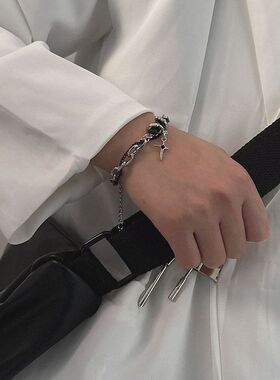 钛钢黑钻星体缠绕手链男小众ins简约手链女百搭个性感配饰