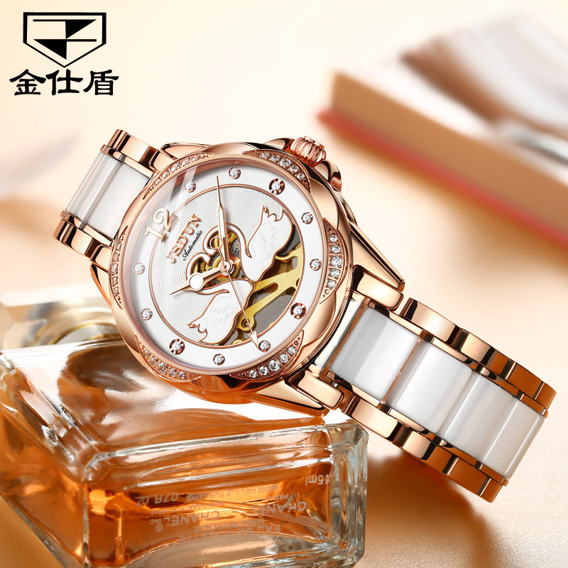 正品金仕盾瑞士女时尚防水机械表 金仕盾焰星荣国产腕表