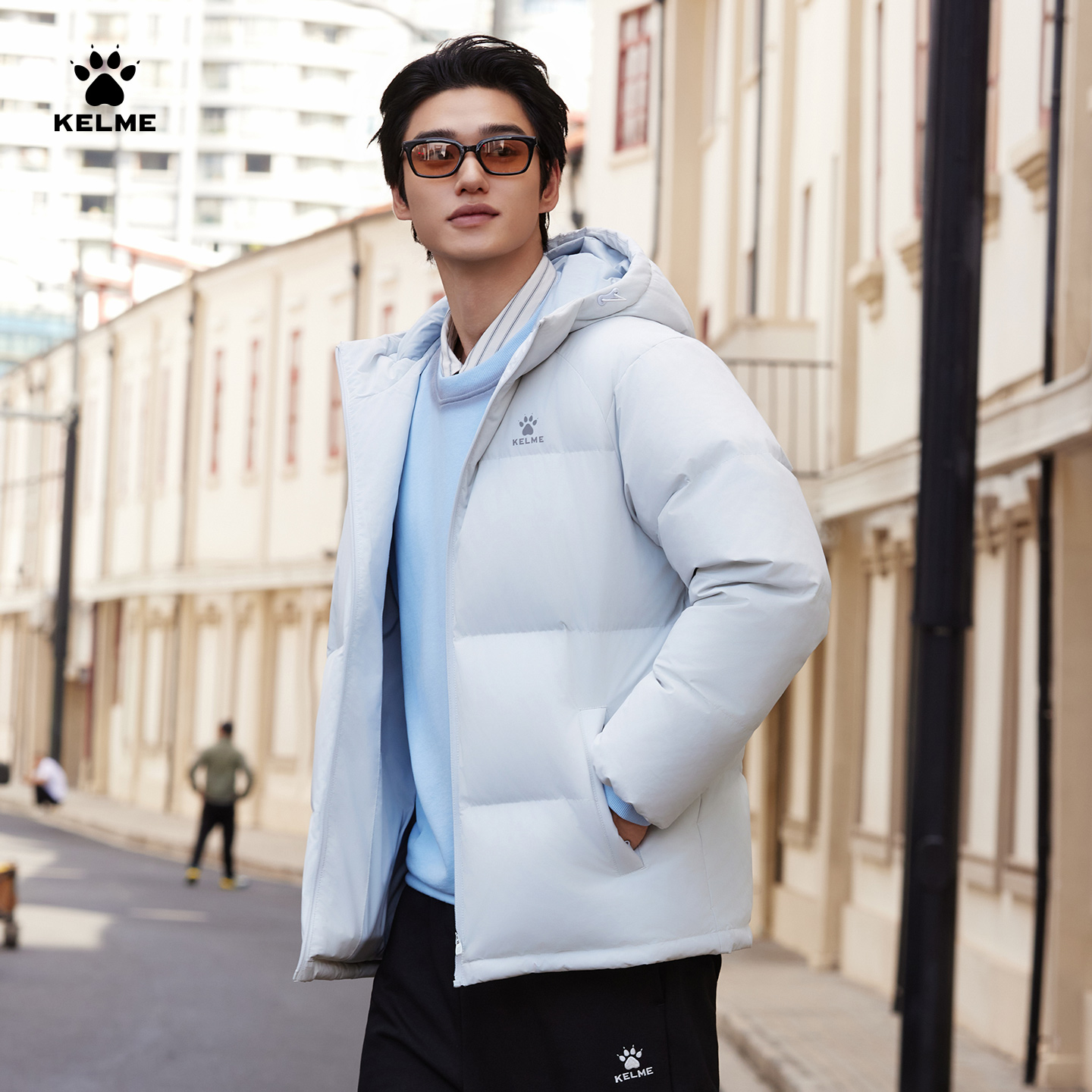 KELME卡尔美羽绒服男士冬季新款防泼水加厚短款连帽保暖运动外套