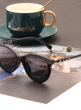 复古猫眼墨镜女紫色小脸防晒开车