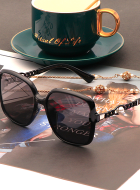 复古红珍珠偏光墨镜女高级感开车