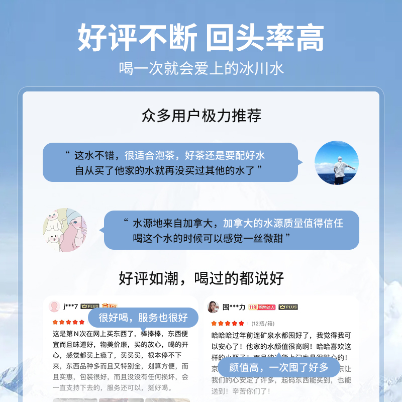 加拿大芬尼湾冰川进口天然饮用水350ML*12小瓶整箱矿泉水弱碱性-图0