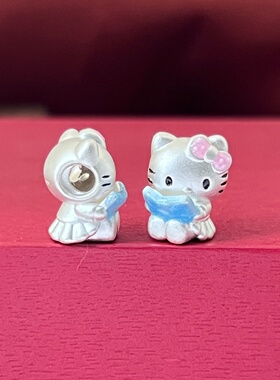 3D珐琅彩胶足银999kitty转运珠