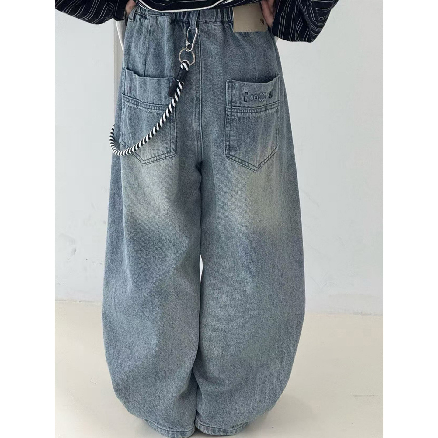 大E小e童装2026春装儿童牛仔裤男女童弯刀裤子中大童阔腿裤9226,淘宝优惠券,粉丝福利购,淘宝优惠卷