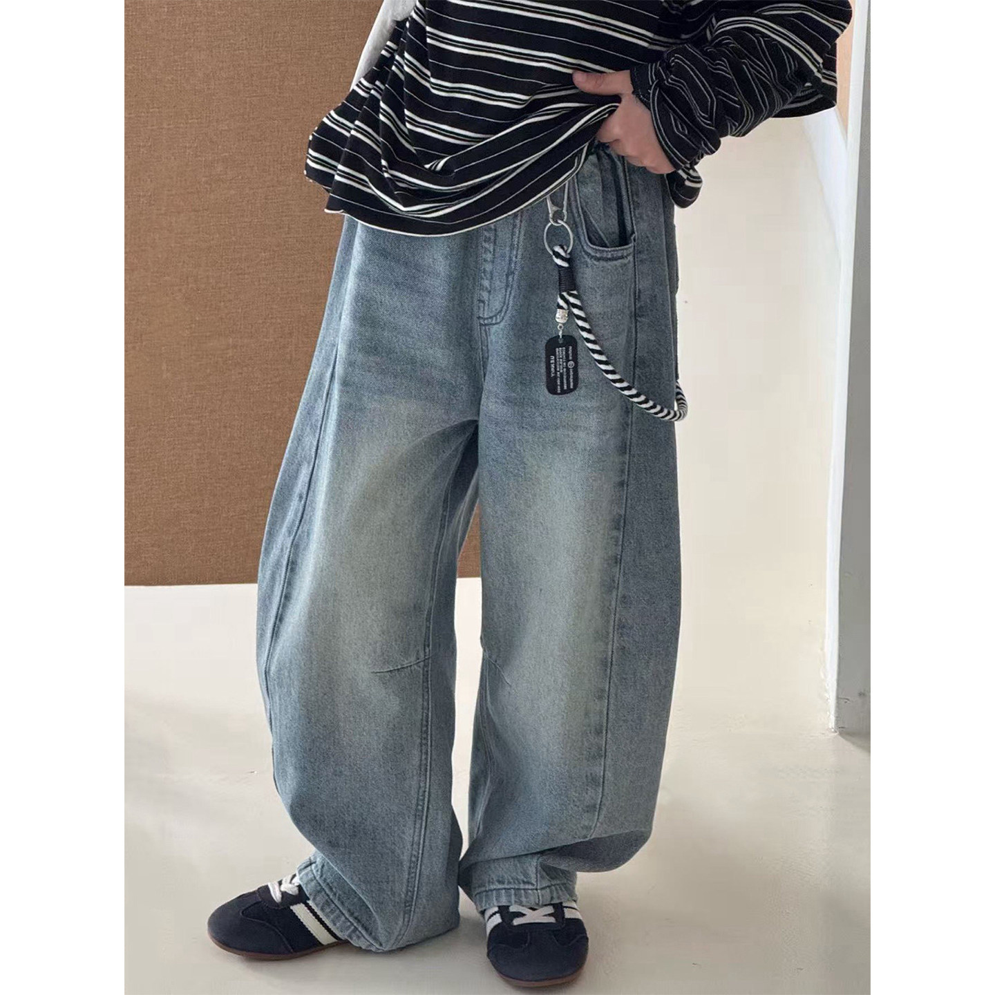 大E小e童装2026春装儿童牛仔裤男女童弯刀裤子中大童阔腿裤9226,淘宝优惠券,粉丝福利购,淘宝优惠卷