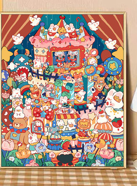 天使沐浴室diy数字油画手工绘填涂色绘画解闷打发时间装饰油彩画