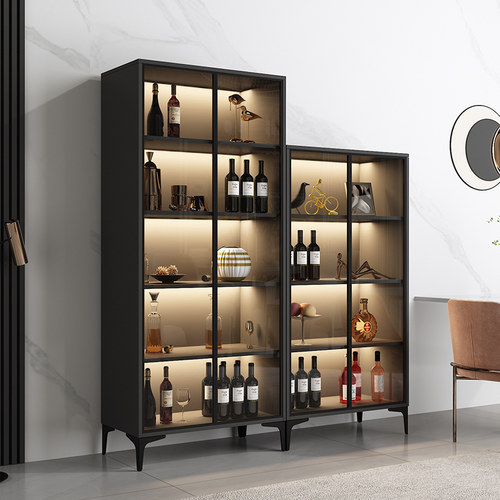 现代简约酒柜玻璃门餐边柜靠墙小柜子轻奢客厅家用储物展示柜边柜 - 图1