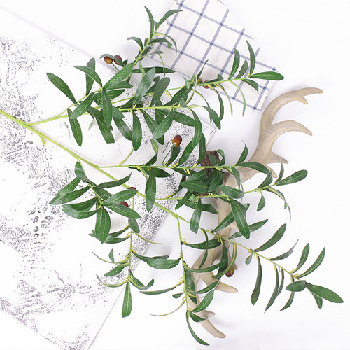 仿真橄榄枝橄榄叶仿真植物绿叶高杆假花家居花材装饰婚庆插花道具 - 图1