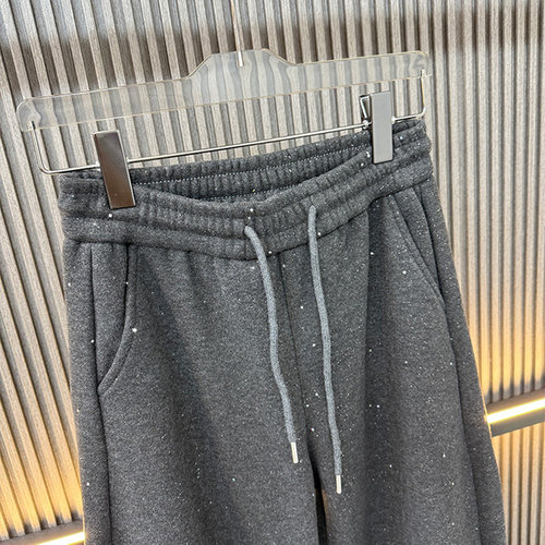 冬季新款加绒细闪阔腿裤直筒裤红色女裤宽松显瘦百搭休闲裤拖地裤 - 图2