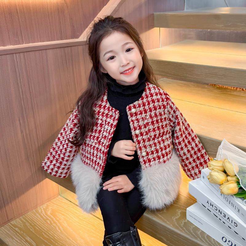 儿童小香风皮草外套秋冬款2024新款小女孩洋气宝宝冬装上衣礼服,淘宝优惠券,粉丝福利购,淘宝优惠卷