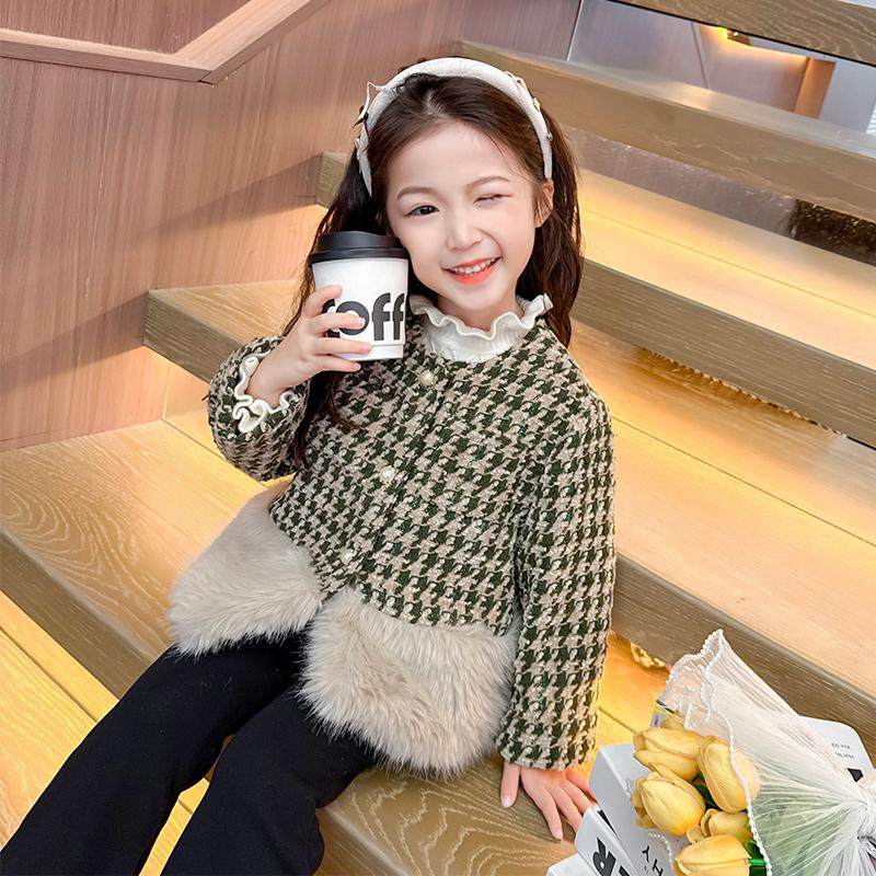 儿童小香风皮草外套秋冬款2024新款小女孩洋气宝宝冬装上衣礼服,淘宝优惠券,粉丝福利购,淘宝优惠卷