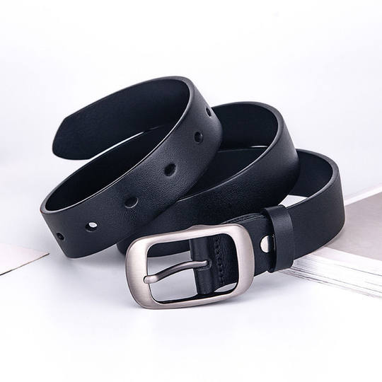 男士皮带男真皮针扣腰带休闲窄版细小带孔百搭牛皮裤带软牛仔裤