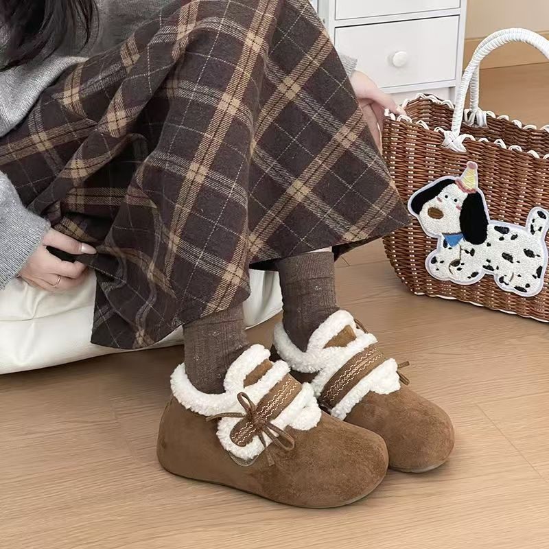 勃肯鞋冬季加绒刺绣蝴蝶结2025新款全包毛毛棉鞋保暖内增高鞋子女,淘宝优惠券,粉丝福利购,淘宝优惠卷