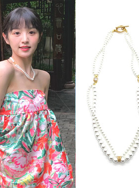 田曦薇李薇同款双层珍珠项链