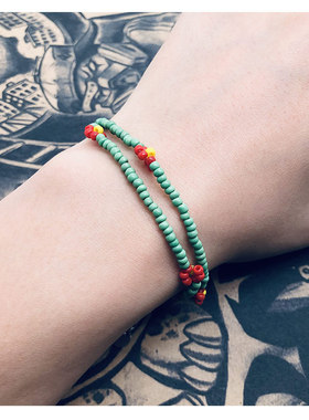 周雨彤同款红雏菊绿珠花项链锁骨