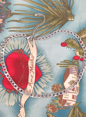 马嘉祺同款平环连扣颈项链钛钢