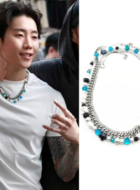 朴宰范同款趣味元素珍珠锆石项链