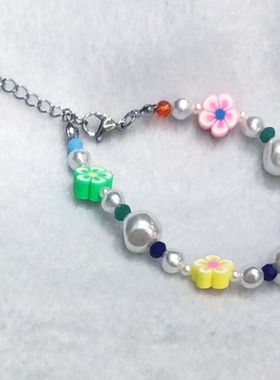 多巴胺穿搭配饰品项链手链套装