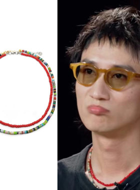 刘西蒙同款红珠彩色天然石项链