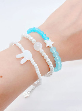 透蓝色水晶贝壳星星项链爱心手链