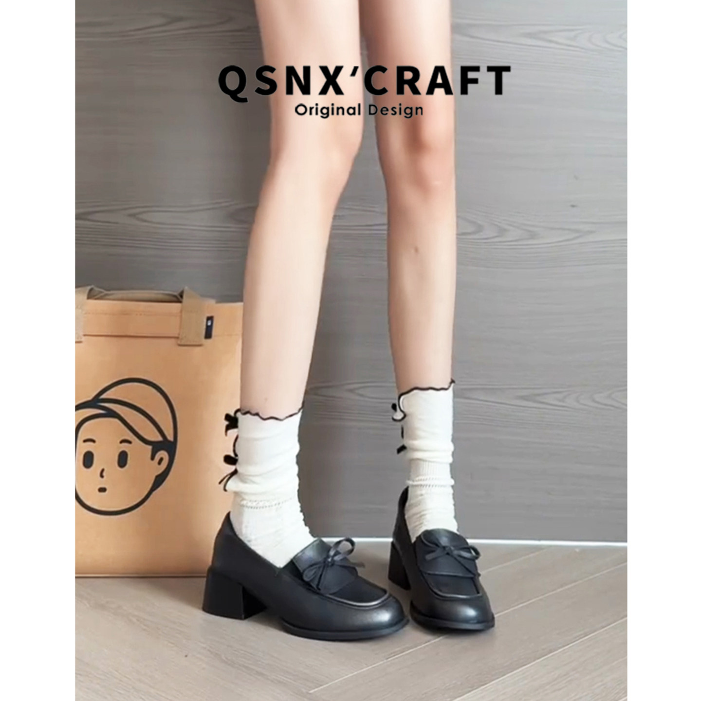 牛皮版~英伦风复古小皮鞋女2025新款蝴蝶结中跟粗跟圆头乐福鞋子,淘宝优惠券,粉丝福利购,淘宝优惠卷