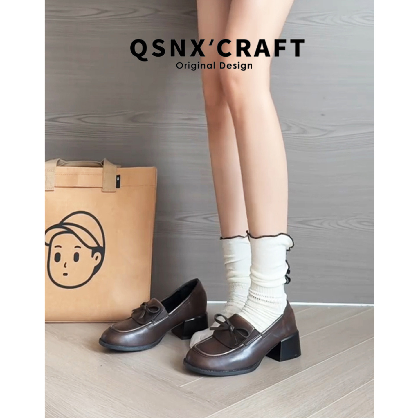 牛皮版~英伦风复古小皮鞋女2025新款蝴蝶结中跟粗跟圆头乐福鞋子,淘宝优惠券,粉丝福利购,淘宝优惠卷